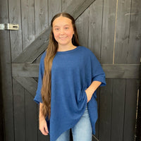 Navy Waffle Dolman Short Sleeve Top - Country Lace Boutique