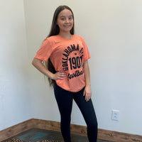 Oklahoma State Vintage Arch V Neck Short Sleeve T Shirt - Country Lace Boutique
