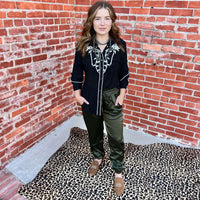 Olive Cargo Satin Joggers | X - Small - Country Lace Boutique