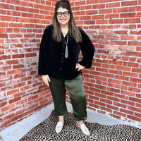 Olive Cargo Satin Joggers | X - Small - Country Lace Boutique