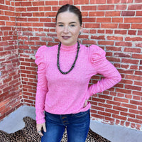Pink Ruffle Shoulder Long Sleeve Medium - Country Lace Boutique