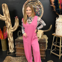 Pink Sleeveless Romper Jumpsuit w/ Pcokets - Country Lace Boutique