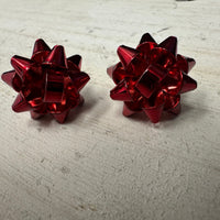 Red Christmas Bow Post Stud Fashion Earrings - Country Lace Boutique