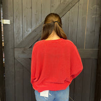 Red Dolman Ribbed Soft Long Sleeve Shirt - Country Lace Boutique