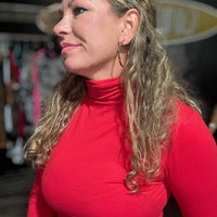Red Longsleeve Turtle Neck Top - Country Lace Boutique