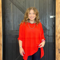Red Waffle Dolman Short Sleeve Top - Country Lace Boutique