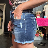 Risen High Rise Fray Bottom Dark Shorts - Country Lace Boutique