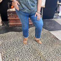 Shy Girl Medium Wash High Rise Crop Flare Daze Jeans - Country Lace Boutique