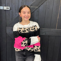 Super Soft Pink & Leopard Striped Sweater - Country Lace Boutique