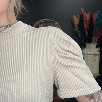 Tan Bare My Sole Bubble Short Sleeve Top size small - Country Lace Boutique