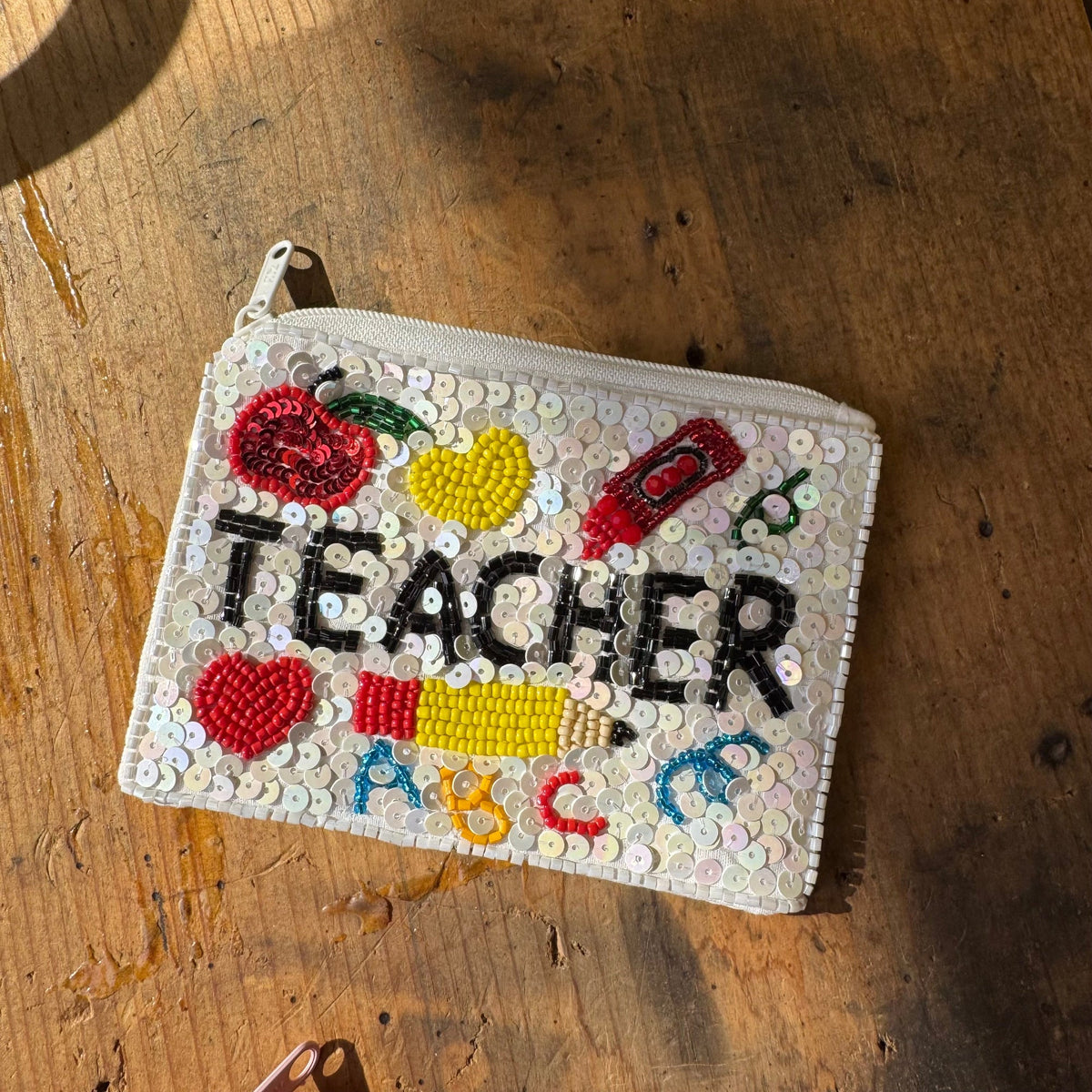 TEACHER Beaded Coin Wallet - Country Lace Boutique