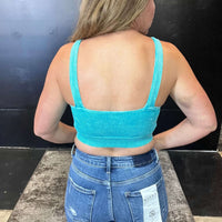 Teal Ribbed Bralette with pads - Country Lace Boutique