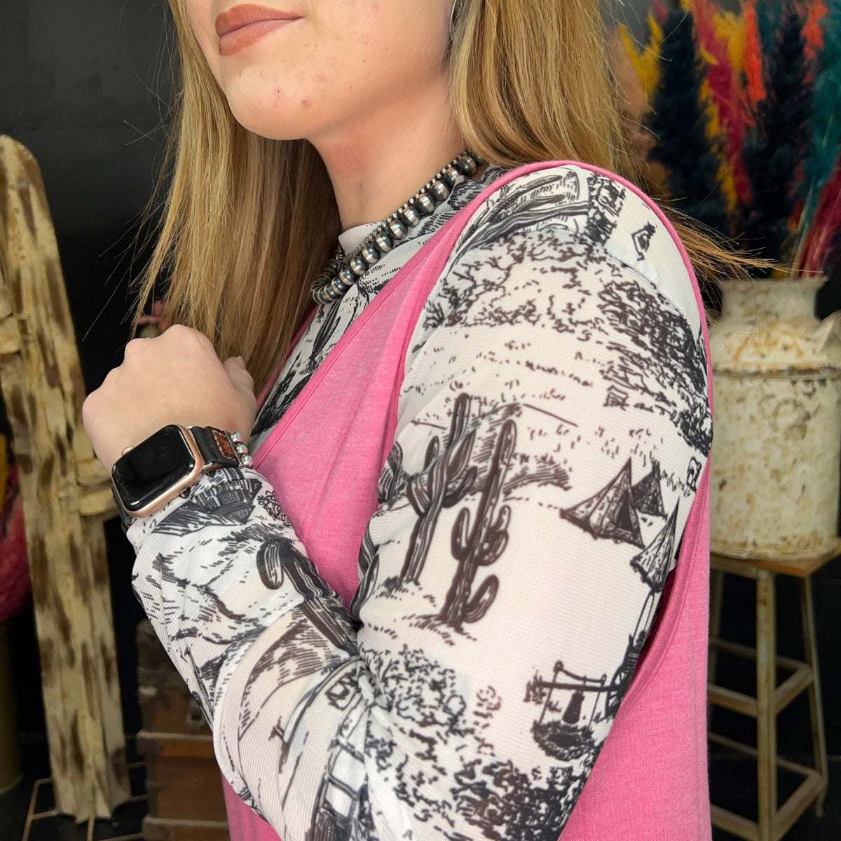 The Old Days Mesh Long sleeve Top - Country Lace Boutique