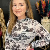 The Old Days Mesh Long sleeve Top - Country Lace Boutique