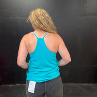 Turquoise Razor Back Flowy Tank Top - Country Lace Boutique