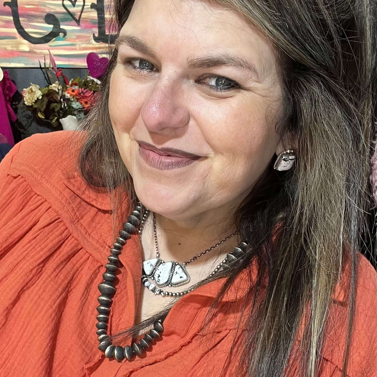 White Buffalo 3 Stone Sterling Silver Necklace - Country Lace Boutique