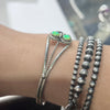 2 Stone Lime Green Opal Cuff Genuine Bracelet