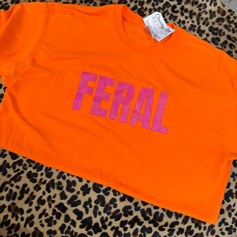 Safety Orange Feral Crew Neck T-shirt