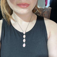 Pink Conch 4 Stone Drop Sterling Silver Necklace