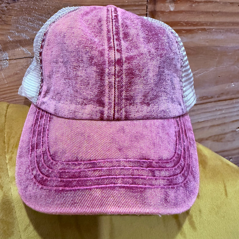 Berry Denim Pony Tail Criss Cross C.C.Hat