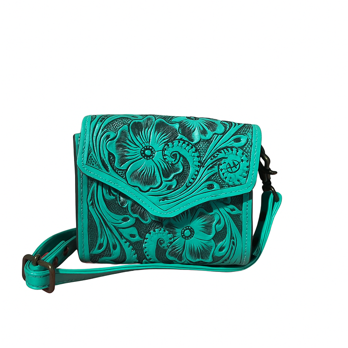 Tiny Turquoise Tooled Purse
