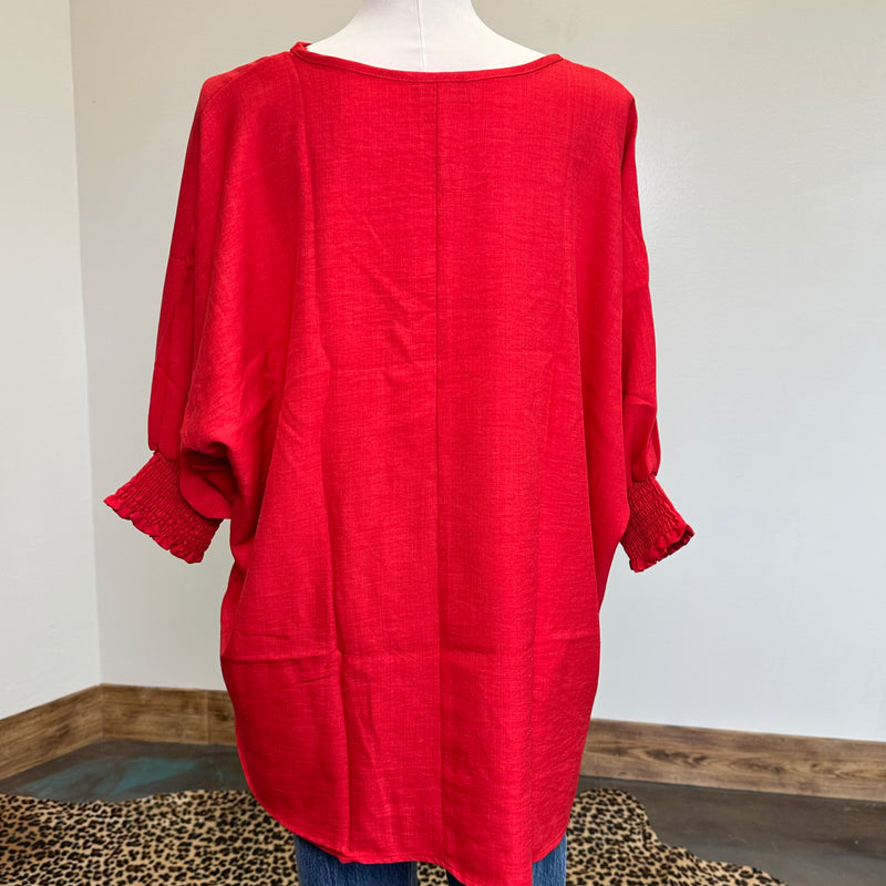 red plus size top