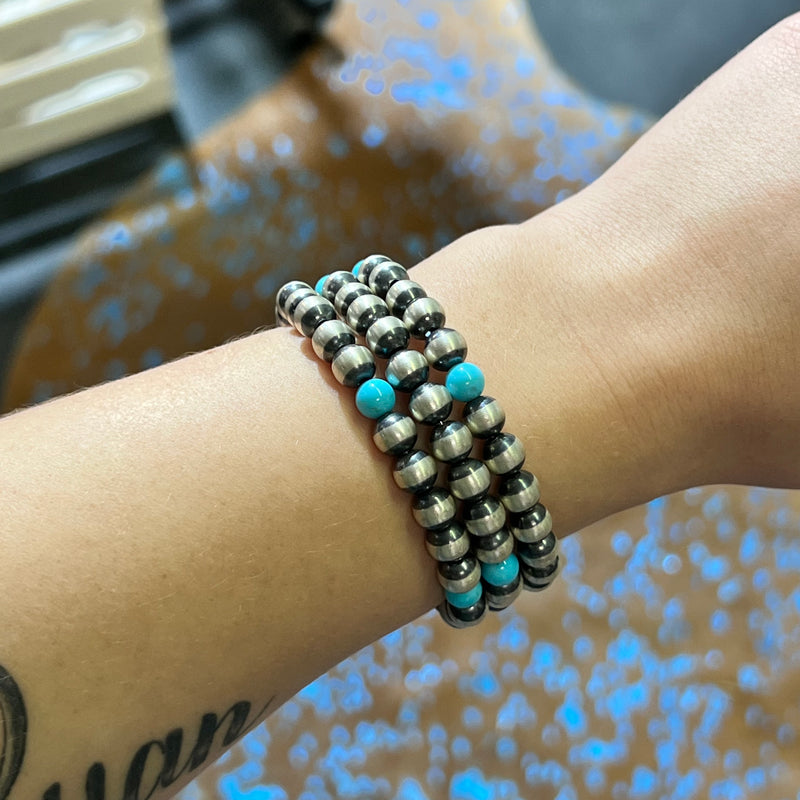 Turquoise Slinky 6mm Navajo Pearl Genuine Bracelet