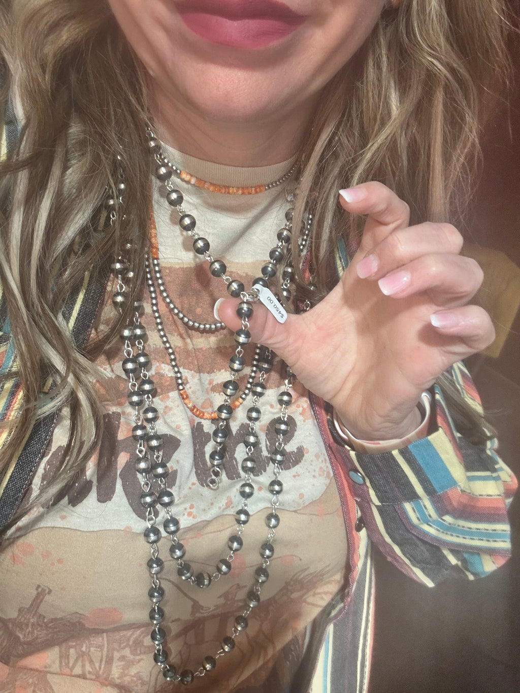 22 inch 9mm Contemporary Navajo Pearl Genuine Necklace