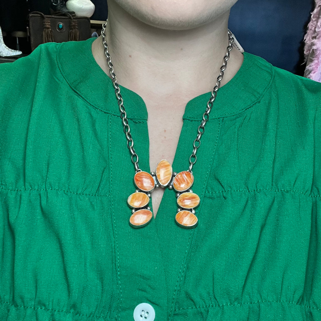Orange Spiny Oyster Naja Genuine Necklace
