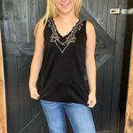 Black Western V Neck Tank Top