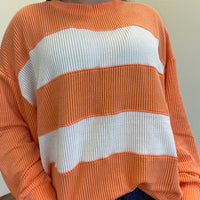 ORANGEWHITESTRIPERIBBEDTOP