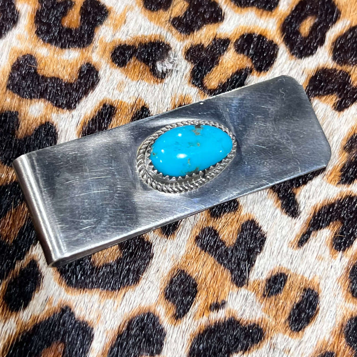Single Turquoise Stone Money Clip