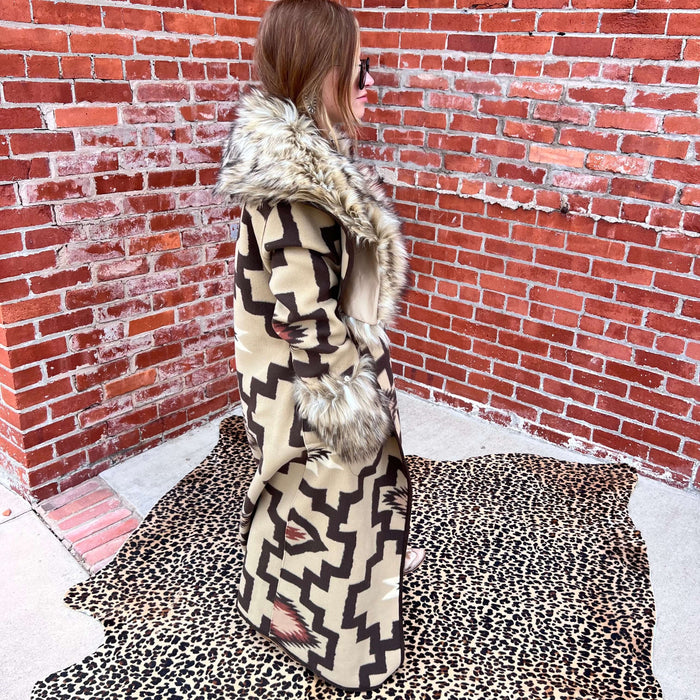 Long Tan and Brown Fur Duster/Jacket.