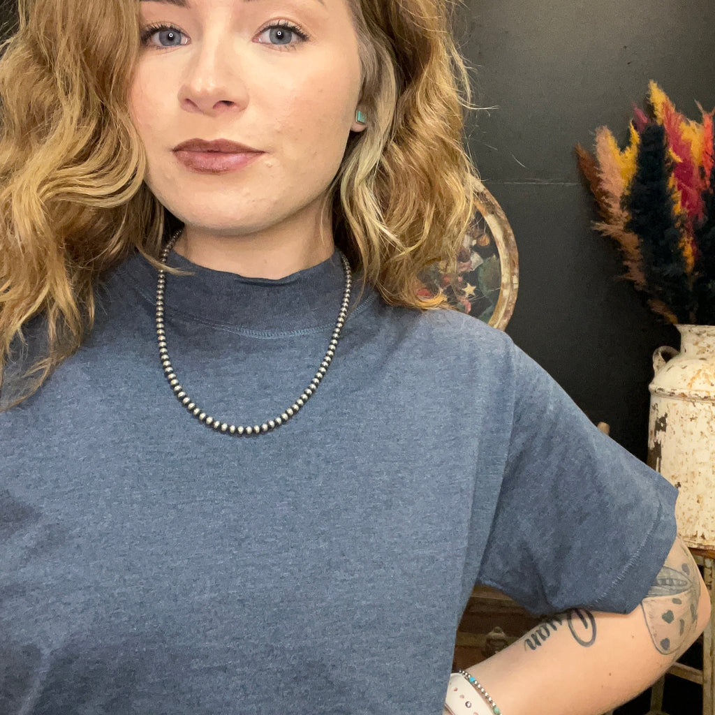 Boxy Heather Navy Crop Top