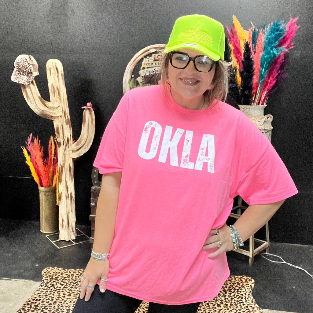 OKLA Safety Pink Crew Neck T-shirt