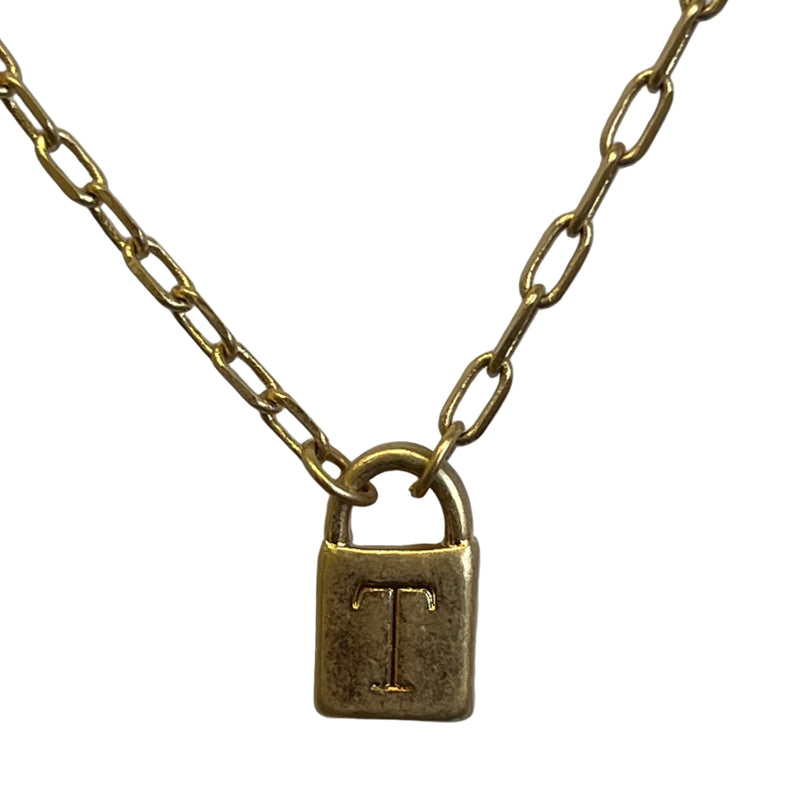 Initial Lock Gold Fashion Necklace