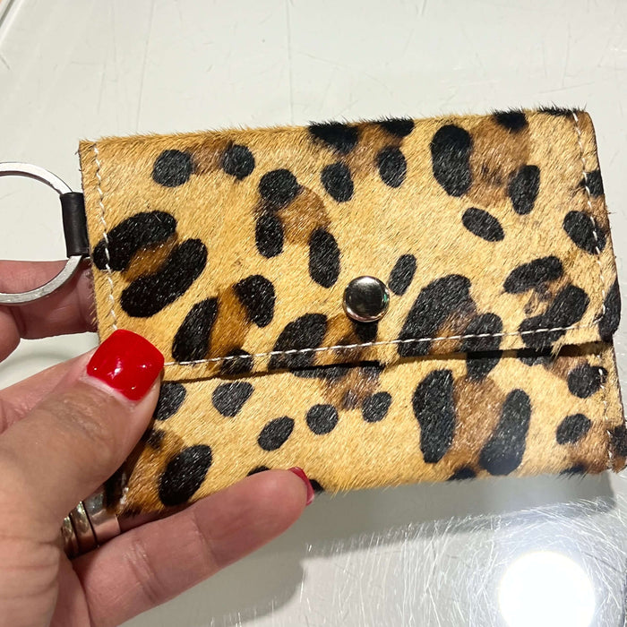 Animal Print Card Wallet Keychain