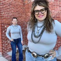 Light Grey Longsleeve Turtle Neck Top.