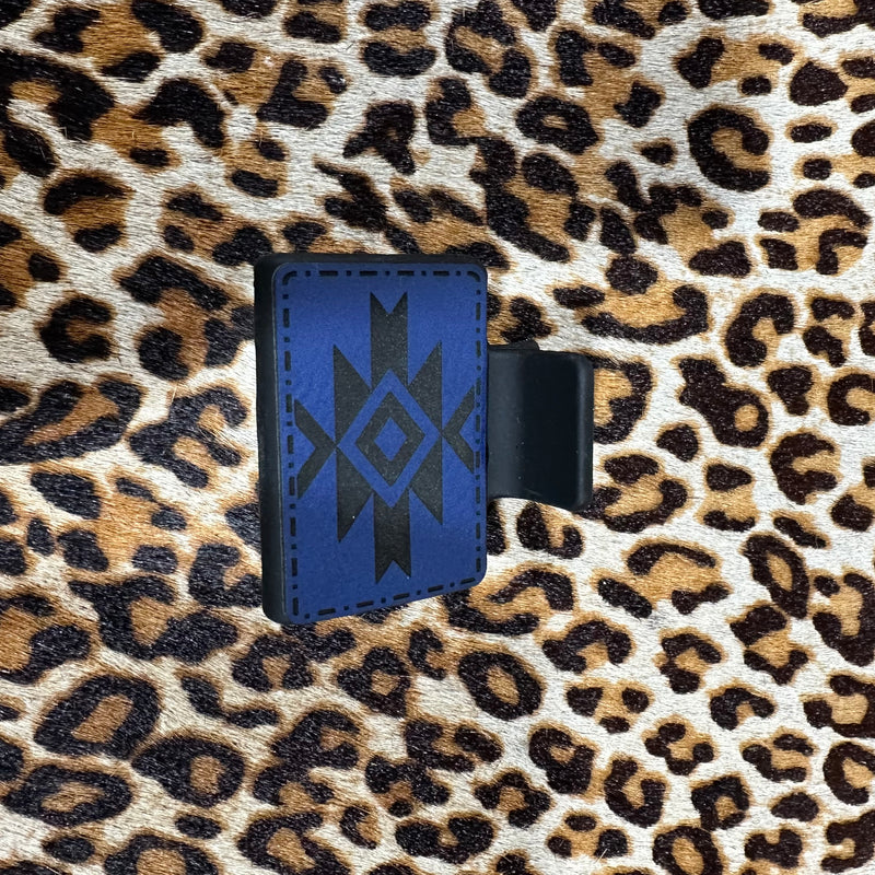 Little Blue/Navy Leather Aztec Hair Clip