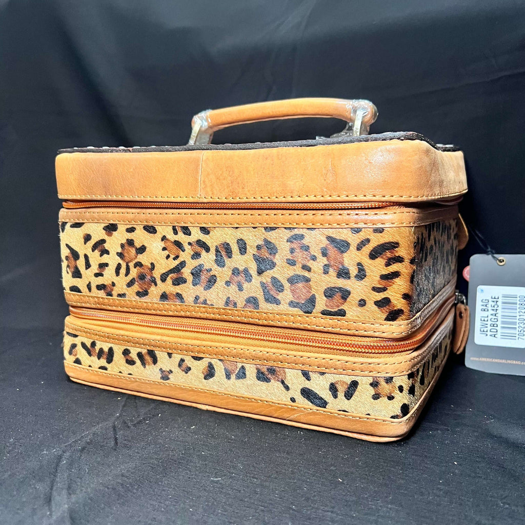 Big Tooled Animal Print Double Decker Jewelry Case w/Handle