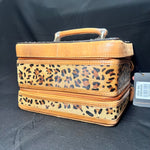 Big Tooled Leopard Double Decker Jewelry Case w/Handle