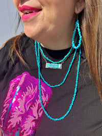 24 inch Blue Sleeping Beauty Turquoise Chip Genuine Necklace - Country Lace Boutique