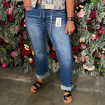 RISEN Full Size Mid Rise Crop Straight Cuffed Jeans Plus Size