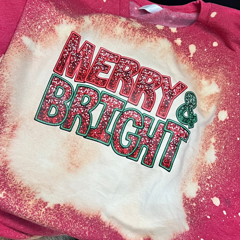 Merry & Bright Bleached Red Sweatshirt