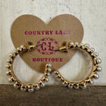Fancy Pearl Gold Hoop Fashion Earrings