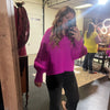 Fuschia Pink Purple Waffle Collared Sweater