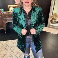 Green Crushed Velvet Blazer