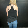 Black Razor Back Flowy Tank Top