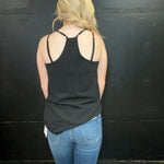 Black Razor Back Flowy Tank Top