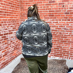 Black Aztec Bomber  Pullover with Kanga Pocket